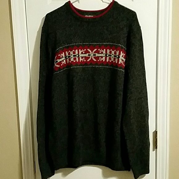 Eddie Bauer Other - Awesome Eddie Bauer Gray/Red Sweater Tall LG